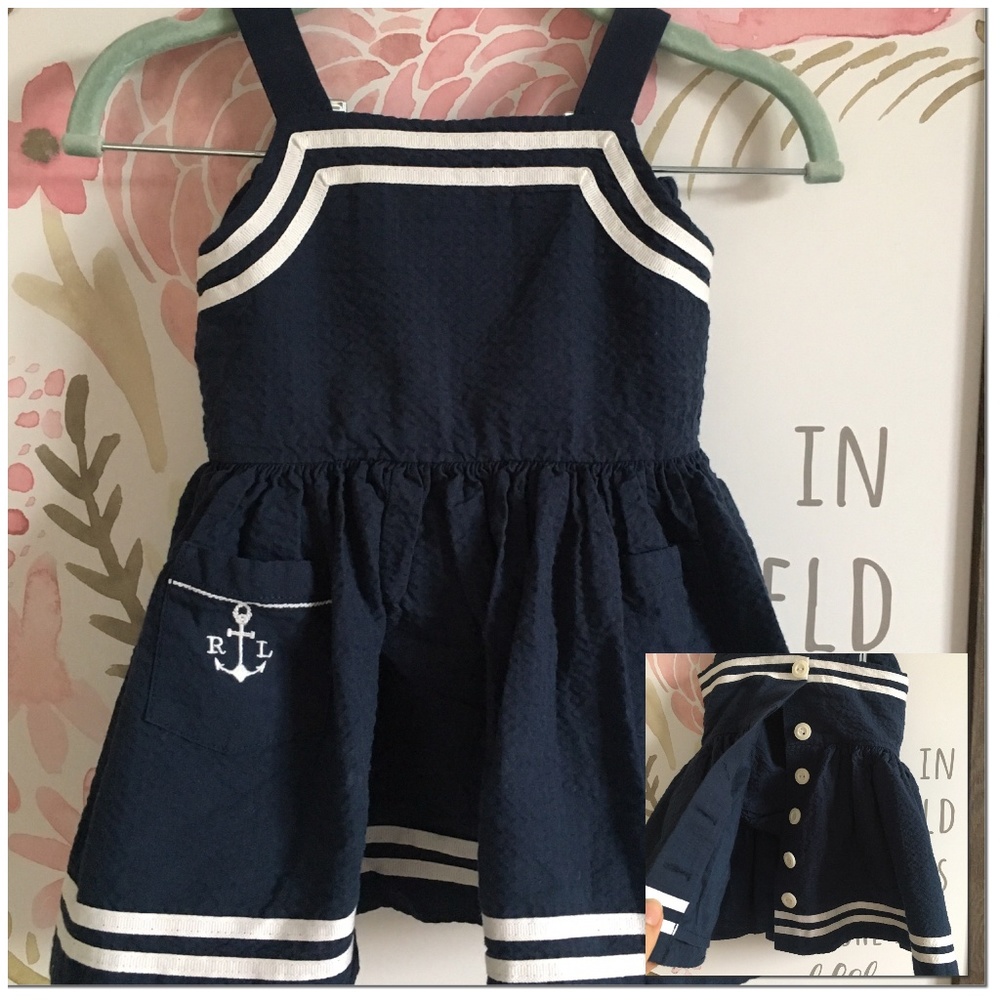 Ralph Lauren Baby Girl Nautical Blue Dress 3 month